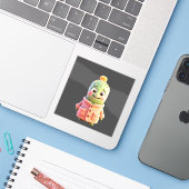 Schattige Cartoon Cactus Character Sticker (Laptop met iPhone)
