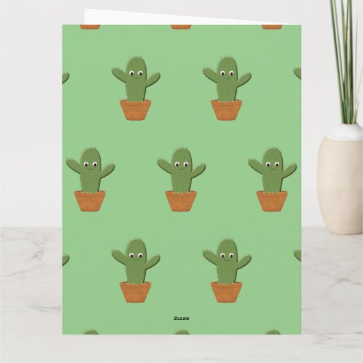 Schattige Cartoon Cactus Kaart (Achterkant)