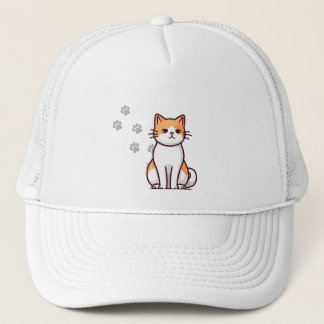 Schattige Cartoon Cat Trucker Hat met Paw Prints Trucker Pet
