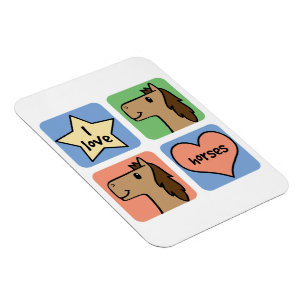 Schattige Cartoon Clip Art Ik Hou Van Paarden Magneet