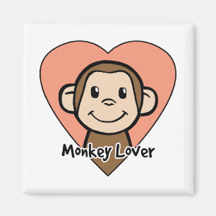 Schattige Cartoon Clip Art Lachende Aap Liefde in Magneet