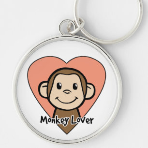 Schattige Cartoon Clip Art Lachende Aap Liefde in Sleutelhanger