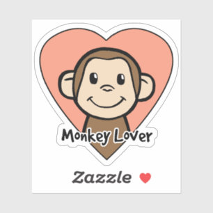 Schattige Cartoon Clip Art Lachende Aap Liefde in  Sticker