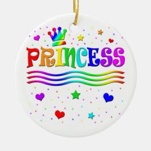 Schattige Cartoon Clip Art Regenboog Prinsessen Kr Keramisch Ornament