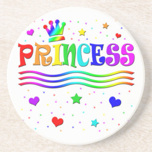 Schattige Cartoon Clip Art Regenboog Prinsessen Kr Zandsteen Onderzetter