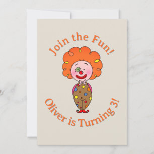 Schattige Cartoon Clown Oranje Haar Circus Verjaar Kaart