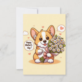 Schattige Cartoon Corgi met Madeliefjes Gelukkige  Kaart