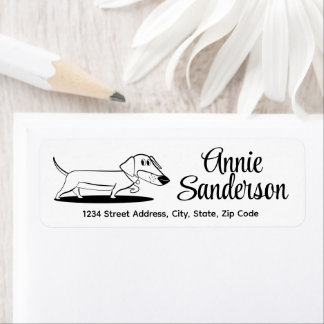 Schattige Cartoon Dachshond Etiket