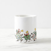 Schattige Cartoon Dansende Kerstcadeaus en Boom Koffiemok (Center)