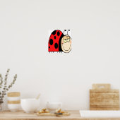 schattige cartoon die kleine ladybug grint poster (Keuken)
