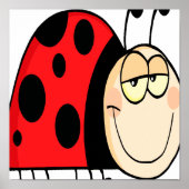 schattige cartoon die kleine ladybug grint poster (Voorkant)
