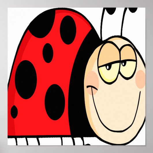 schattige cartoon die kleine ladybug grint poster (Voorkant)