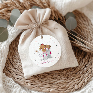 Schattige Cartoon Dieren Geslacht Neutrale Baby Sh Ronde Sticker