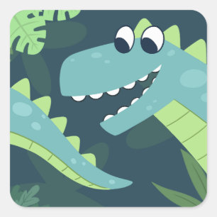 Schattige Cartoon Dinosaur Kinderen Vierkante Sticker