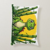 Schattige Cartoon Dinosaur met Bamboe Accent Kussen (Achterkant (Verticaal))