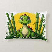 Schattige Cartoon Dinosaur met Bamboe Accent Kussen (Achterkant)