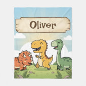 Schattige Cartoon Dinosaur Vrienden Fleece Deken (Voorkant)