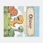 Schattige Cartoon Dinosaur Vrienden Fleece Deken (Voorkant (Horizontaal))