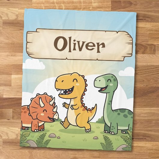 Schattige Cartoon Dinosaur Vrienden Fleece Deken