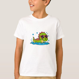 Schattige Cartoon Dinosaur Zwemt Met Zonnebril T-shirt