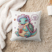 Schattige Cartoon Dinosaurus: Gezellig, Kawaii Vib Kussen (Deken)