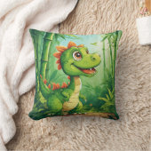 Schattige Cartoon dinosaurus in weelderig groen Oe Kussen (Deken)