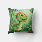 Schattige Cartoon dinosaurus in weelderig groen Oe Kussen (Achterkant)