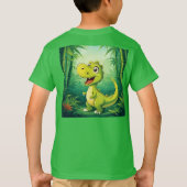 Schattige Cartoon dinosaurus in weelderig groen Oe T-shirt (Achterkant)