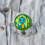Schattige cartoon dinosaurus ronde button 7,6 cm (In situ)