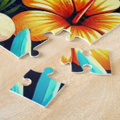 Schattige Cartoon dinosaurus temidden van levendig Legpuzzel (Zijkant)