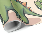 Schattige Cartoon Dinosaurussen op Beige Gift Cadeaupapier (Rol Hoek)
