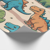 Schattige Cartoon Dinosaurussen op Beige Gift Cadeaupapier (Hoek)