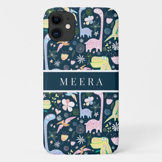 Schattige Cartoon Dinosaurussen Patroon Naam Donke Case-Mate iPhone Case (Achterkant)
