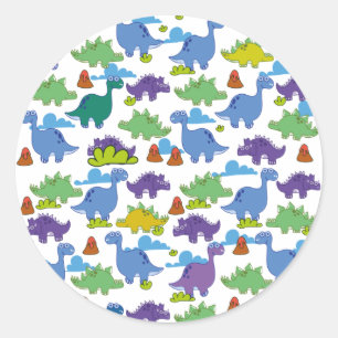 Schattige Cartoon-dinosaurussen Ronde Sticker
