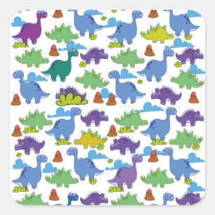 Schattige Cartoon-dinosaurussen Vierkante Sticker
