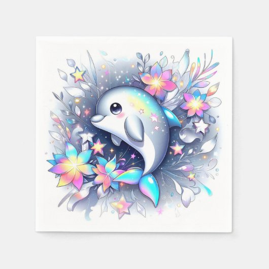 Schattige Cartoon Dolfijn Baby shower Servet (Voorkant)