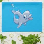 Schattige Cartoon Dolphin Theedoek (Gevouwen)