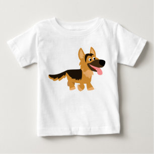 Schattige Cartoon Duits Herder Hond Baby T-shirt