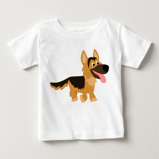Schattige Cartoon Duits Herder Hond Baby T-shirt (Voorkant)
