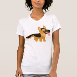 Schattige Cartoon Duits Herder Hond Vrouwen T-shir T-shirt