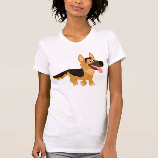 Schattige Cartoon Duits Herder Hond Vrouwen T-shir T-shirt (Voorkant)