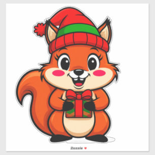 Schattige cartoon eekhoorn in feestelijke hoed sticker