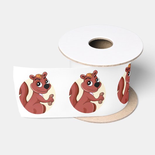 Schattige cartoon eekhoorn met een pinda satijnen lint (Spoel)