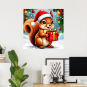 Schattige Cartoon eekhoorn Poster (Thuiskantoor)