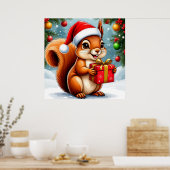 Schattige Cartoon eekhoorn Poster (Keuken)