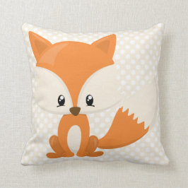 Schattige Cartoon Fox met poka-Dot achtergrond Kussen