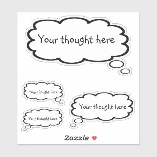 Schattige Cartoon Gedachtestreep Voeg Je Gedachte  Sticker (Vel)