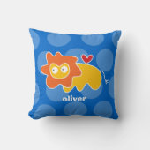 Schattige Cartoon Geel Leeuw Liefde Hart Leuk Stip Kussen (Voorkant)