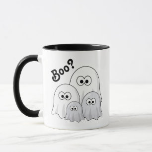 Schattige Cartoon Geest Familie Die "Boo?" Vraagt Mok