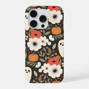 Schattige Cartoon Geesten Bloemen Pompoenen Hallow iPhone 15 Pro Case